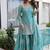 sky blue embroidered sharara suit set in fendi crush fabric