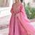pretty pink sequins crushed engagement wear gown with dupatta stitched