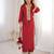 maroon natural crepe designer suit set with mirror lace accents
