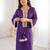 maroon natural crepe designer suit set with mirror lace accents