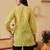hand embroidered lime green cotton lucknowi chikankari short kurti