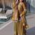  mustard yellow  zari sequins work fendi chiffon kurti sharara with dupatta