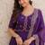 purple  mal chanderi anarkali suit with beads & thread embroidery