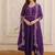 purple  mal chanderi anarkali suit with beads & thread embroidery