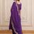 purple  mal chanderi anarkali suit with beads & thread embroidery