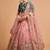 Peach And Green Stitched Lehenga Choli With Mirror And Embroidered Designs