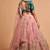 Peach And Green Stitched Lehenga Choli With Mirror And Embroidered Designs
