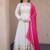 pink designer cosmos gown with real mirror work & dupatta