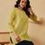 hand embroidered lime green cotton lucknowi chikankari short kurti