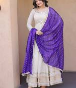 purple designer cosmos gown with real mirror work & dupatta