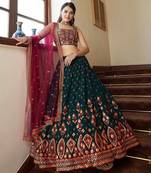 Green & Deep Pink Gotta Patti With Thread And Sequins Embroidered Georgette Stitched Lehenga Choli