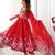 floral printed organza anarkali stitched kurta with cotton silk pant and dupatta for women's