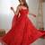 red bandhani printed chiffon anarkali gown with dupatta