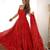 red bandhani printed chiffon anarkali gown with dupatta