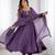 purple  silk blend flared anarkali kurta with pant & dupatta
