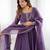 purple  silk blend flared anarkali kurta with pant & dupatta