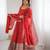 rust georgette embellished anarkali kurta with  dupatta