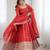 rust georgette embellished anarkali kurta with  dupatta