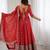 rust georgette embellished anarkali kurta with  dupatta