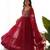 red heavy fox georgette embroidered anarkali stitches kurta with pant & ruffle dupatta