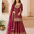 Maroon Color Front Embroidery Work With Fancy Lace Printed French Crepe Kurti Set