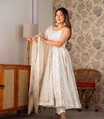 white banarasi jacquard silk blend   sleeveless dress for gen z girl
