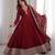 maroon  blooming silk blend  anarkali suit set