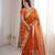 Orange Color Zari Embroidered & Hotfix work Silk blend Saree