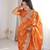 Orange Color Zari Embroidered & Hotfix work Silk blend Saree