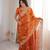 Orange Color Zari Embroidered & Hotfix work Silk blend Saree