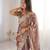 Chiku Color Zari Embroidered & Hotfix work Silk blend Saree