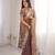 Chiku Color Zari Embroidered & Hotfix work Silk blend Saree