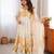 off white & yellow organza floral anarkali gown suit with dupatta