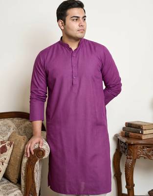 Classic purple color cotton kurta pajama set 4