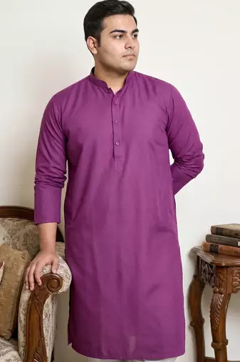 Classic purple color cotton kurta pajama set