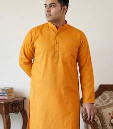 Classic orange color cotton kurta pajama set
