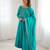 teal royal silk blend handwork anarkali gown with pant & dupatta set for women