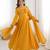 yellow  fox blooming georgette anarkali dress with dupatta