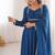 teal blue  fox blooming georgette anarkali dress with dupatta