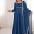 teal blue  fox blooming georgette anarkali dress with dupatta