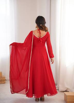 red  fox blooming georgette anarkali dress with dupatta 5