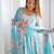 sky blue fox georgette floral printed gown