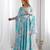sky blue fox georgette floral printed gown