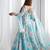 sky blue fox georgette floral printed gown