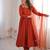 orange color chanderi silk blend three piece anarkali suit