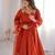orange color chanderi silk blend three piece anarkali suit
