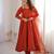 orange color chanderi silk blend three piece anarkali suit