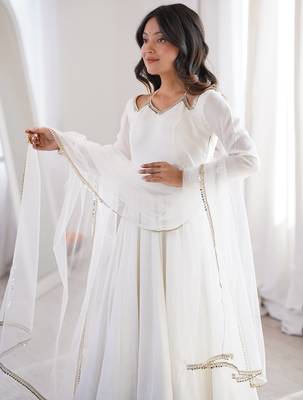 off white color chanderi silk blend three piece anarkali suit 3