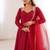 maroon color chanderi silk blend three piece anarkali suit