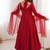 maroon color chanderi silk blend three piece anarkali suit